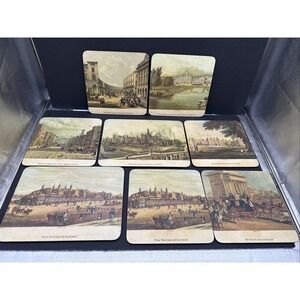 Vintage  Set of‎ 8 19th Century London Landmarks Placemats